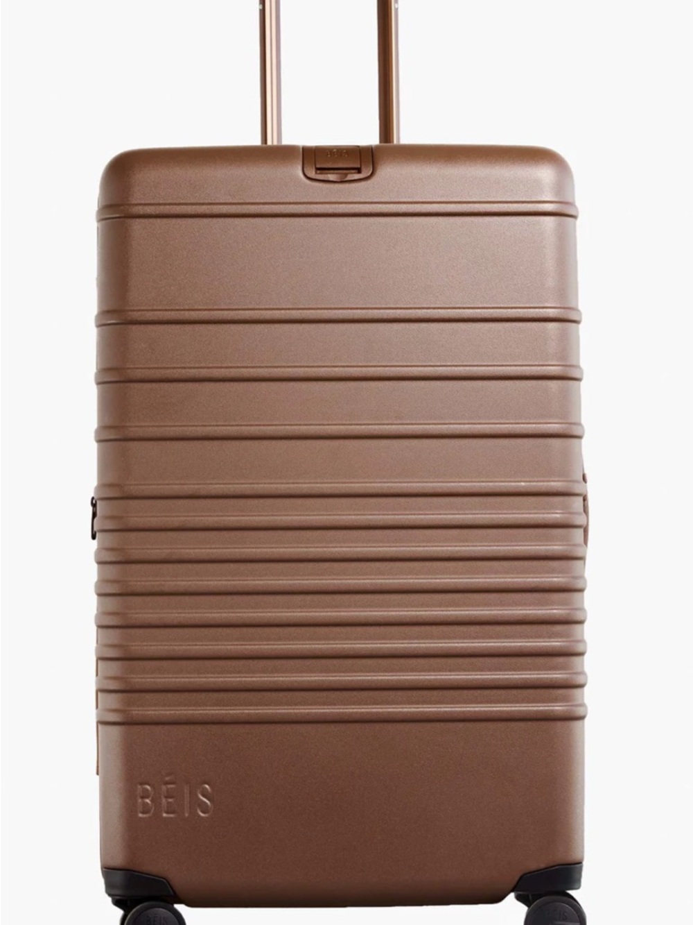 NEW BEIS Metallic bronze/Maple Hardside Large Luggage in Box w/tags. Cover incl